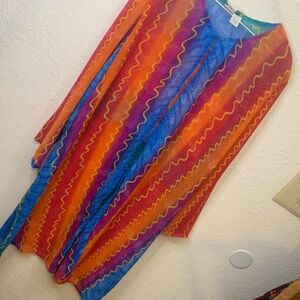 Roaman's Sheer colorful kimono
